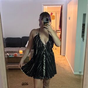 Elegant hippy Black Backless Dress